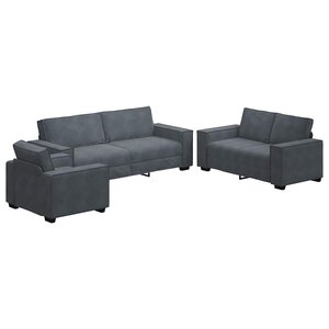 vidaXL Ensemble de canapés 3 Pièces avec coussins Gris foncé Velours