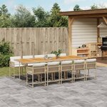 vidaXL Ensemble à manger de jardin et coussins 11 Pièces beige poly rotin