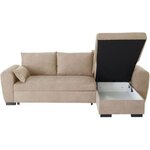 Canapé d'angle convertible réversible MAX - Méridienne avec coffre - Tissu camel - 240 x 143 x 85 cm