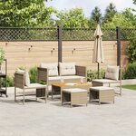 vidaXL Ensemble de canapé extérieur Beige et crème Rotin et tissu Moyen