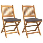 vidaXL Chaise pliante 2 pc Marron Bois d'acacia massif
