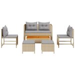 vidaXL Canapé d'extérieur Beige et gris clair Rotin  tissu Standard