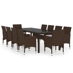 vidaXL Ensemble à Manger de jardin 11Pièces poly rotin et bois solide