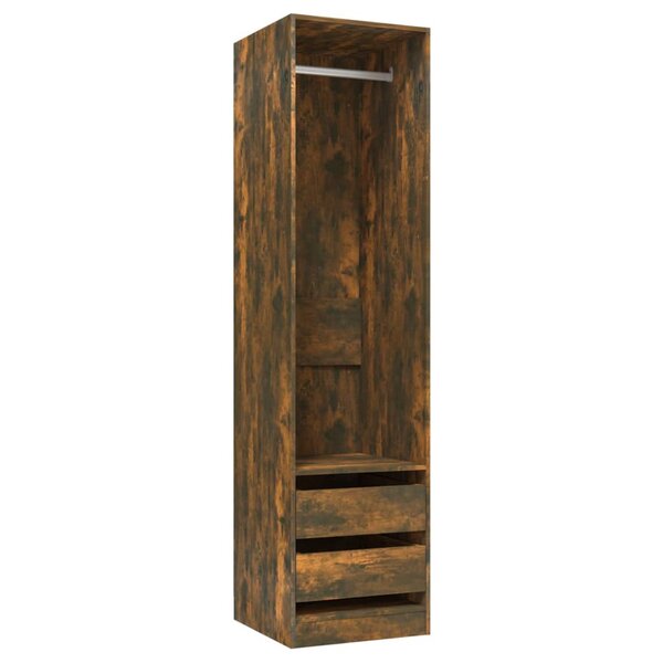 vidaXL Armoire avec tiroirs Chêne fumé 50x50x200 cm Bois d'ingénierie