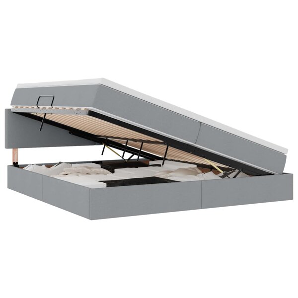 vidaXL Lit avec rangement et matelas Gris clair 200 x 200 cm
