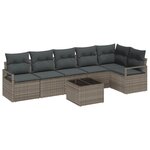 vidaXL Ensemble de Canapé de Jardin 6 Pièces avec Coussins Noirs en Poly Rattan