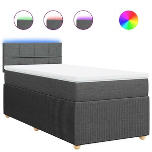vidaXL Sommier à lattes de lit avec matelas Gris foncé 90x200 cm Tissu