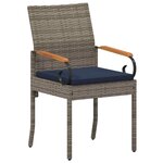 vidaXL Chaises de jardin avec coussin 4 Pièces Gris et bleu marine