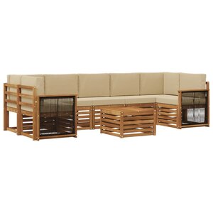 vidaXL Ensemble de canapés d'extérieur 8 pc Naturel et Beige