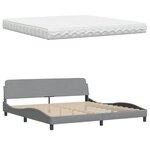 vidaXL Lit avec matelas Hanko gris clair 200x200 cm tissu