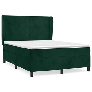vidaXL Sommier à lattes de lit et matelas Vert foncé 140x190cm Velours