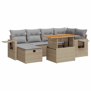vidaXL Salon de jardin avec coussins 8 Pièces beige résine tressée acacia