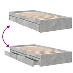 vidaXL Cadre de lit et tiroirs gris béton 90x200 cm bois d'ingénierie