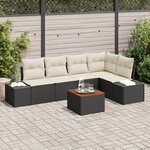 vidaXL Canapé de jardin 6 pièces avec coussins noir en poly rotin acacia