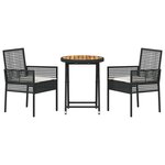 vidaXL Ensemble bistro de jardin 3 Pièces Noir Poly rotin
