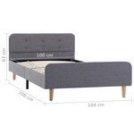 vidaXL Cadre de lit Gris clair Tissu 100 x 200 cm