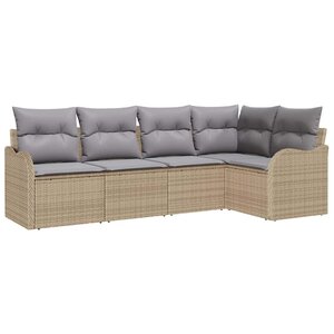 vidaXL Ensemble de canapé de jardin 5 Pièces Beige polyrotin