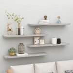 vidaXL Étagères murales flottantes 4 Pièces gris béton 120x23 5x3 8cm MDF