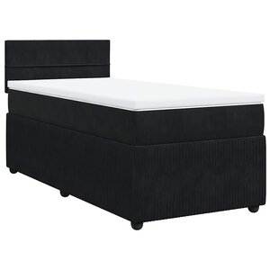vidaXL Sommier à lattes de lit et matelas Noir 80x200 cm Velours