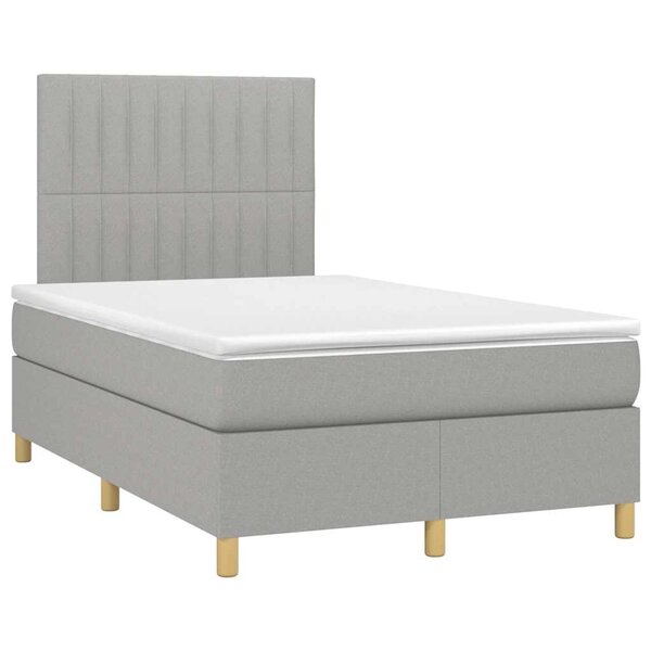 vidaXL Sommier à lattes de lit et matelas gris clair 120x190 cm tissu