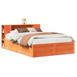 vidaXL Cadre de lit sans matelas cire marron 135x190cm bois pin massif