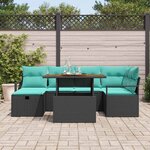 vidaXL Ensemble de canapé de jardin avec coussin 7 Pièces Noir Poly rotin