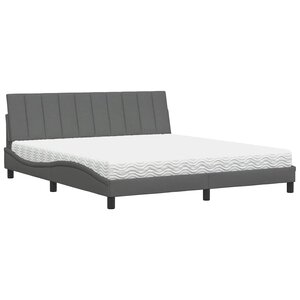 vidaXL Lit avec matelas Hanko gris foncé 180x200 cm tissu