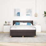 vidaXL Lit à ressorts Marron foncé et blanc 140 x 200 cm tissu