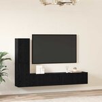 vidaXL Meuble TV mural 4 Pièces Chêne noir Bois d'ingénierie