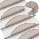 vidaXL Tapis d'escalier 30 pièces 56 x 17 x 3 cm Marron clair Demi-rond