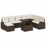 vidaXL Ensemble de canapé de jardin 9 Pièces Marron Poly rotin