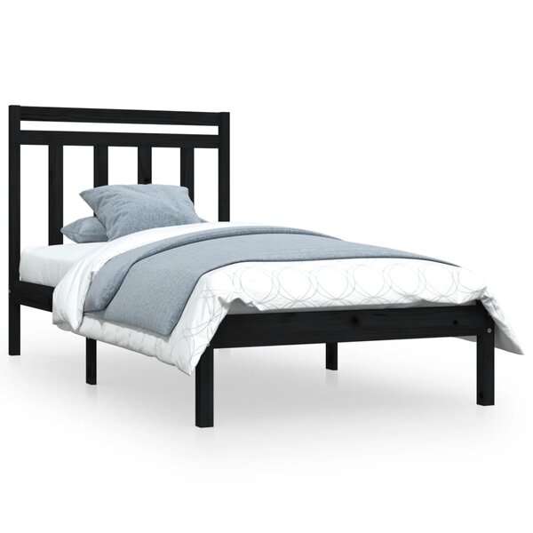vidaXL Cadre de lit sans matelas noir 100x200 cm bois massif