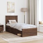vidaXL Cadre de lit avec tête de lit Chêne brun 75 x 190 cm Pin massif