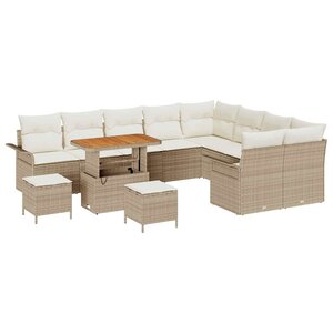 vidaXL Ensemble de canapé de jardin avec coussin 12 Pièces Beige et crème
