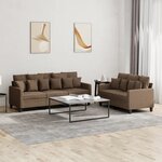 vidaXL Ensemble de canapés 2 Pièces avec coussins Marron Tissu