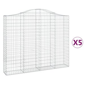 vidaXL Paniers à gabions arqués 5 Pièces 200x30x160/180 cm Fer galvanisé