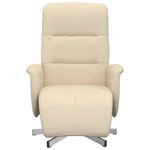 vidaXL Fauteuil inclinable avec repose-pied crème tissu