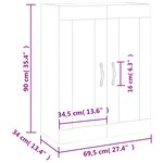 vidaXL Armoire murale chêne marron 69 5x34x90 cm