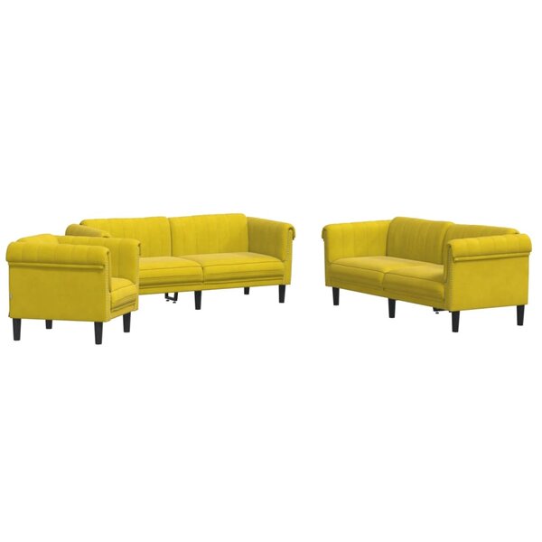 vidaXL Ensemble de canapés 3 Pièces jaune velours