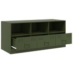 vidaXL Meuble TV vert olive 99x39x44 cm acier