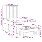 vidaXL Sommier à lattes de lit et matelas Gris clair 90x190 cm Tissu