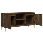 vidaXL Meuble TV avec pieds en bois solide Chêne fumé 103 5x35x50 cm