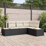 vidaXL Ensemble de canapé de jardin avec coussin 4 Pièces Noir Poly rotin