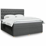 vidaXL Sommier à lattes de lit avec matelas Gris foncé 180x200cm Tissu
