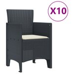 vidaXL Ensemble de Salle à Manger de 11 Pièces avec Coussins Anthracite en Poly Rattan
