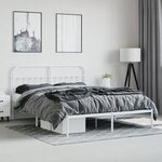 vidaXL Cadre de lit métal sans matelas et tête de lit blanc 180x200 cm