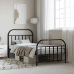 vidaXL Cadre de lit métal sans matelas avec pied de lit noir 107x203cm