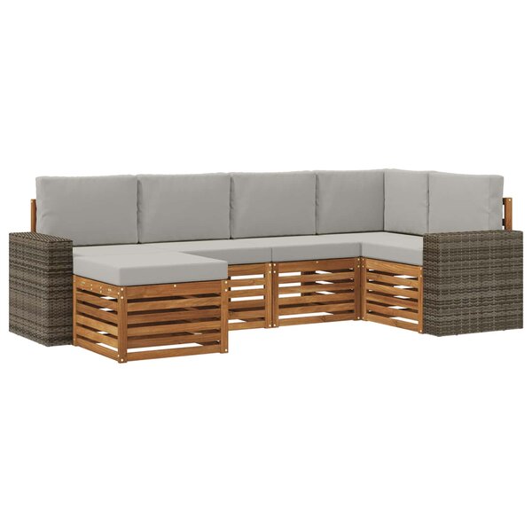 vidaXL Ensemble de canapés d'extérieur 6 pc Naturel et gris clair