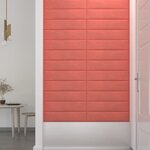 vidaXL Panneaux muraux 12 Pièces Rose 60x15 cm Velours 1 08 m²