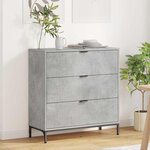 vidaXL Buffet Gris béton 79 5 x 33 x 82 cm Bois d'ingénierie